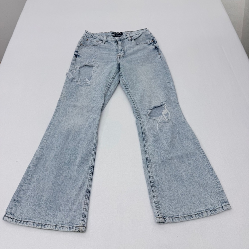 Aeropostale High Rise Flare Jeans Light Wash Distressed 6S